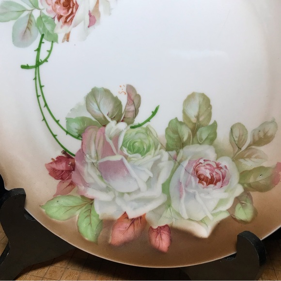 PM Bavaria Transferware Blush Pink White Roses Platter 9.5”x9” EVC - Picture 7 of 12